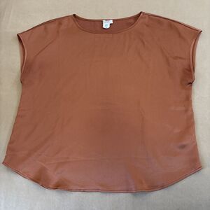 Nicole Miller Orange Copper Blouse Top XL Corporate Wear Minimalist Basic